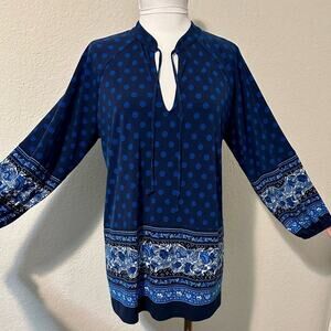 Michael Kors Blue Relaxed Tunic with Tie Front